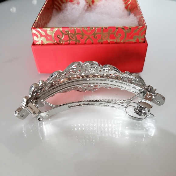 Fashion Silver Hair Clip Strong For Thick Hair Beautiful Design Wedding Gala - Picture 4 of 6